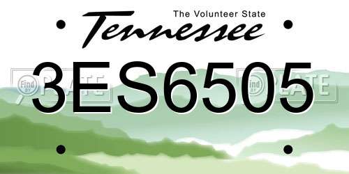 3ES6505 Tennessee License Plate