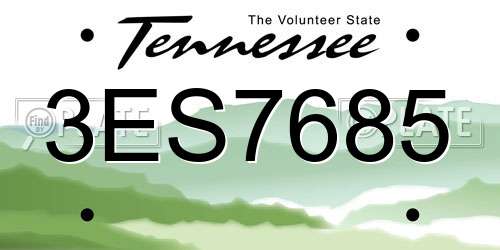 3ES7685 Tennessee License Plate