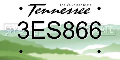 3ES866 Tennessee License Plate