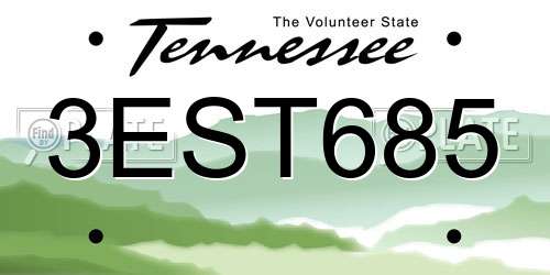 3EST685 Tennessee License Plate