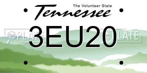 3EU20 Tennessee License Plate