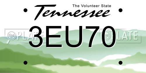 3EU70 Tennessee License Plate
