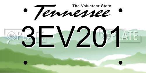 3EV201 Tennessee License Plate