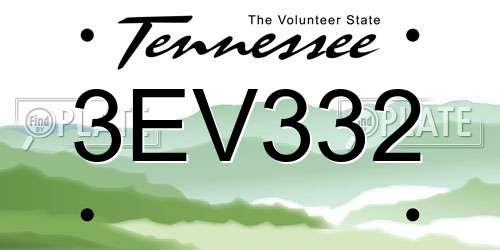 3EV332 Tennessee License Plate