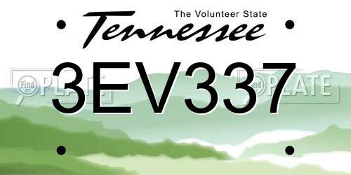 3EV337 Tennessee License Plate