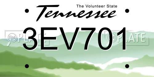 3EV701 Tennessee License Plate