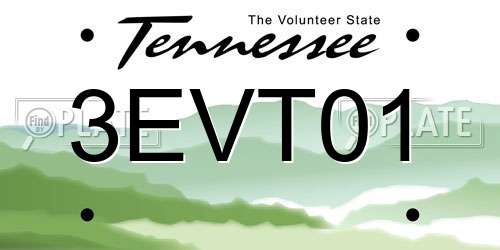 3EVT01 Tennessee License Plate