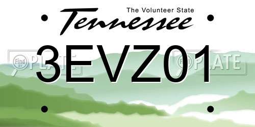 3EVZ01 Tennessee License Plate