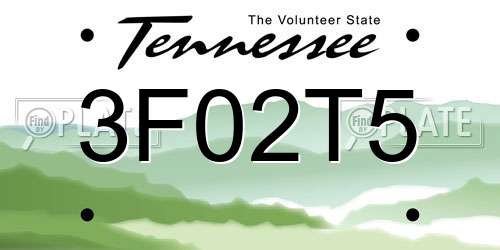 3F02T5 Tennessee License Plate