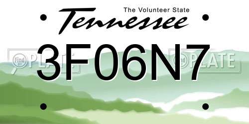 3F06N7 Tennessee License Plate