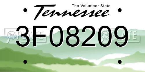 3F08209 Tennessee License Plate