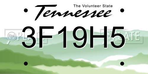 3F19H5 Tennessee License Plate
