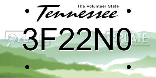 3F22N0 Tennessee License Plate