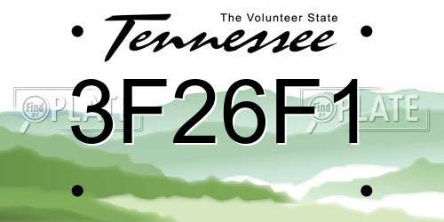 3F26F1 Tennessee License Plate