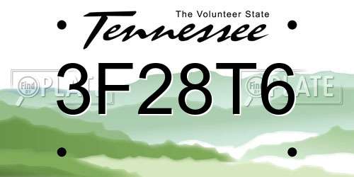 3F28T6 Tennessee License Plate