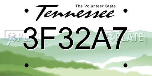 3F32A7 Tennessee License Plate