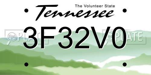 3F32V0 Tennessee License Plate