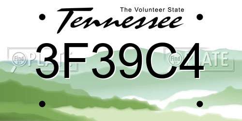 3F39C4 Tennessee License Plate