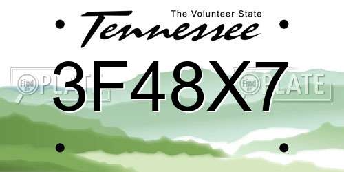 3F48X7 Tennessee License Plate