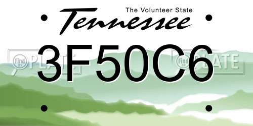 3F50C6 Tennessee License Plate