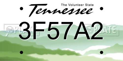 3F57A2 Tennessee License Plate