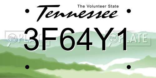 3F64Y1 Tennessee License Plate