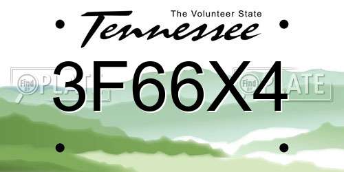 3F66X4 Tennessee License Plate