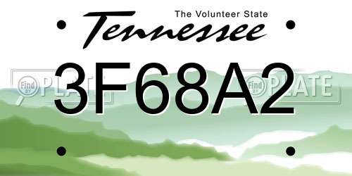 3F68A2 Tennessee License Plate