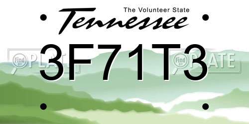 3F71T3 Tennessee License Plate
