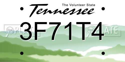 3F71T4 Tennessee License Plate