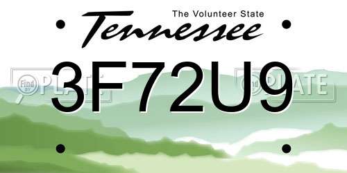 3F72U9 Tennessee License Plate