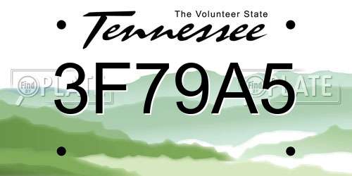 3F79A5 Tennessee License Plate