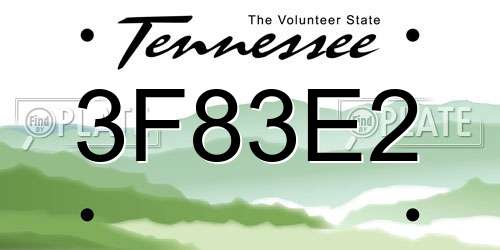 3F83E2 Tennessee License Plate