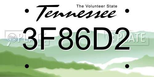 3F86D2 Tennessee License Plate