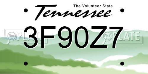 3F90Z7 Tennessee License Plate