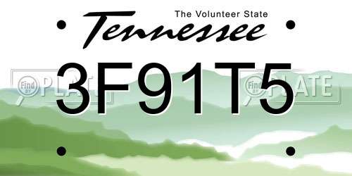 3F91T5 Tennessee License Plate