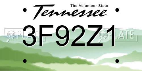 3F92Z1 Tennessee License Plate
