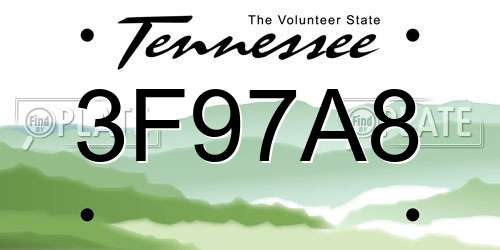 3F97A8 Tennessee License Plate