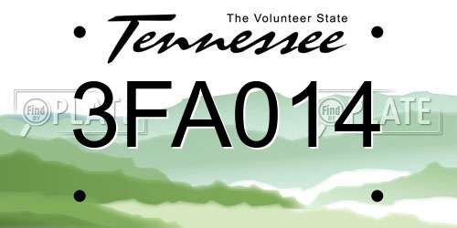 3FA014 Tennessee License Plate