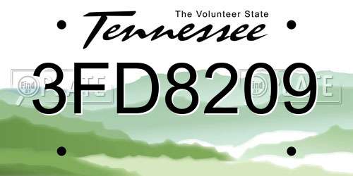 3FD8209 Tennessee License Plate