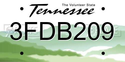 3FDB209 Tennessee License Plate