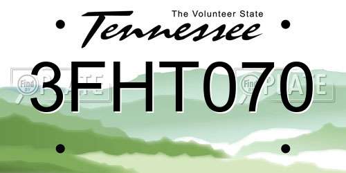 3FHT070 Tennessee License Plate
