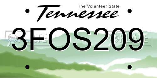 3FOS209 Tennessee License Plate