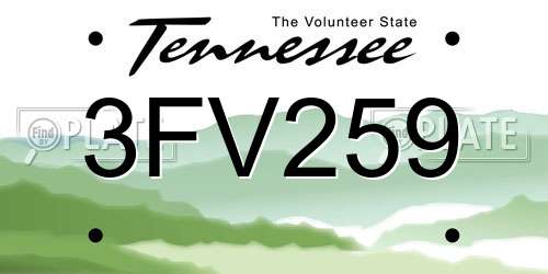 3FV259 Tennessee License Plate