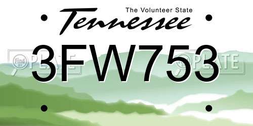 3FW753 Tennessee License Plate