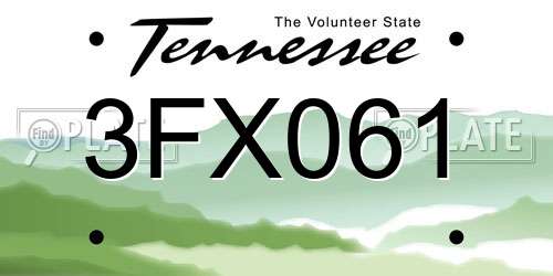 3FX061 Tennessee License Plate