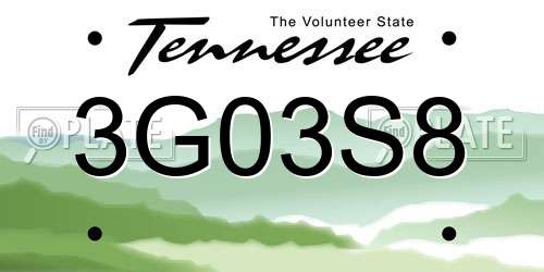 3G03S8 Tennessee License Plate