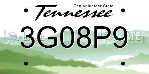 3G08P9 Tennessee License Plate