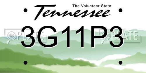 3G11P3 Tennessee License Plate