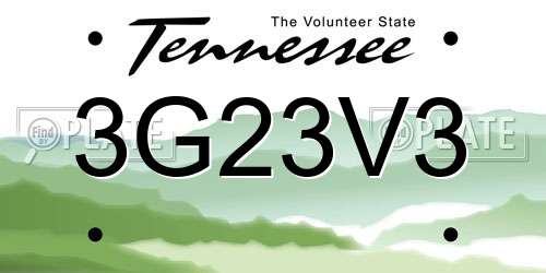 3G23V3 Tennessee License Plate